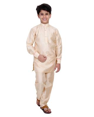 Pink printed cotton silk boys-kurta-pyjama 3