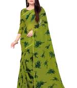 Green printed georgette saree with blouse