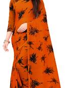 Dark orange printed georgette saree with blouse