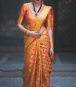Mustard woven patola saree with blouse