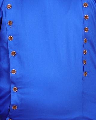 Blue plain cotton silk boys-kurta-pyjama 4