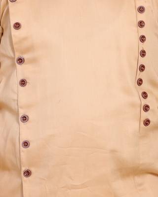 Fawn plain cotton silk boys-kurta-pyjama 4