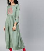 Sea-green embroidered rayon embroidered-kurtis