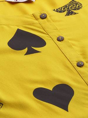 Yellow printed rayon cotton-kurtis 2