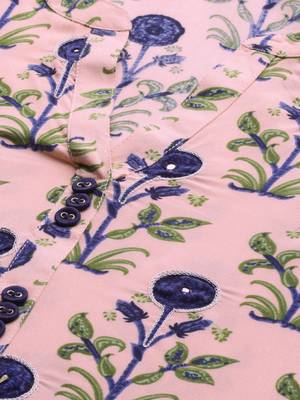 Baby-pink printed rayon party-wear-kurtis 2