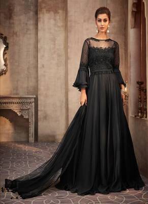 Black embroidered silk salwar 1