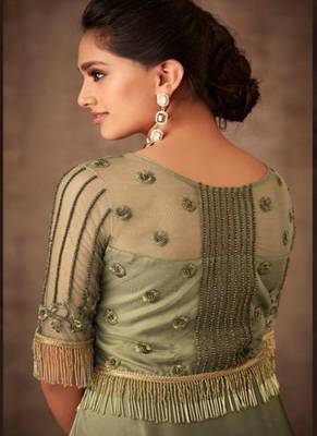 Olive embroidered silk salwar 2