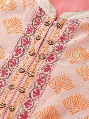 Beige printed polyester long-kurtis 3