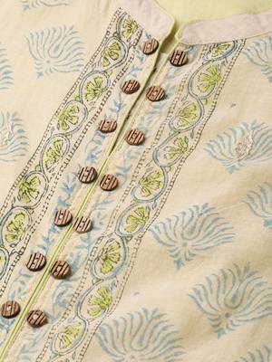 Lime printed polyester long-kurtis 3