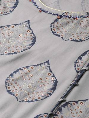 Grey printed liva long-kurtis 4