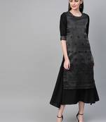 Black printed viscose long-kurtis