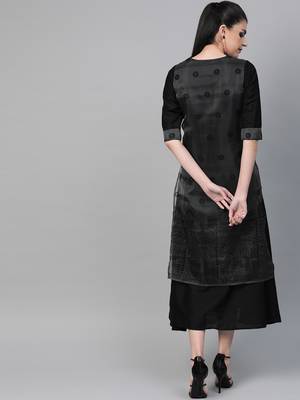 Black printed viscose long-kurtis 2