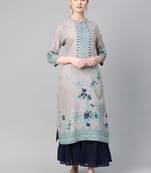 Grey printed liva ethnic-kurtis