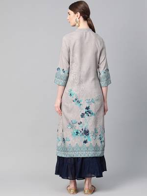 Grey printed liva ethnic-kurtis 2