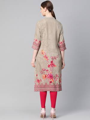 Beige printed liva ethnic-kurtis 2
