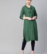 Dark-green plain liva ethnic-kurtis