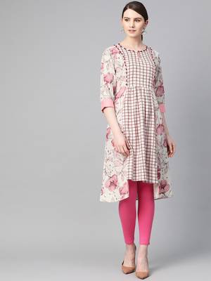 Pink printed cotton ethnic-kurtis 1