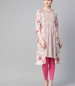 Pink printed cotton ethnic-kurtis