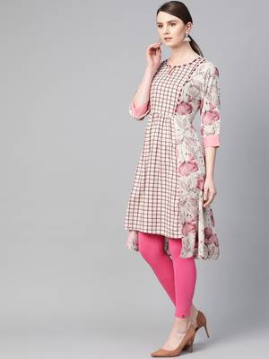 Pink printed cotton ethnic-kurtis 3