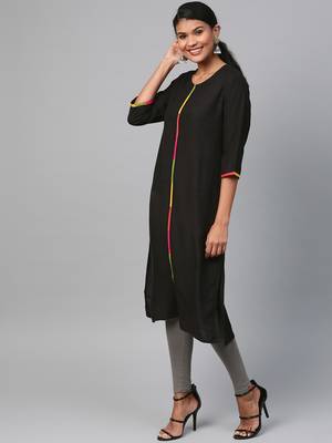 Black plain liva ethnic-kurtis 3