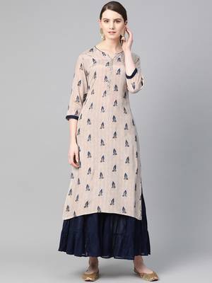 Blue printed liva ethnic-kurtis 1
