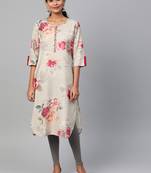 Grey printed liva ethnic-kurtis