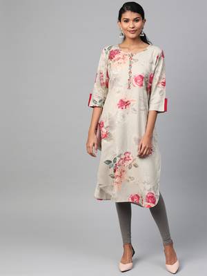 Grey printed liva ethnic-kurtis 3