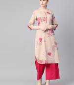 Pink printed liva ethnic-kurtis