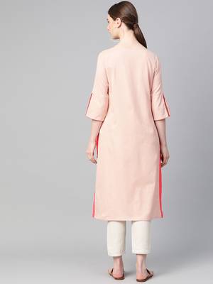 Pink plain cotton ethnic-kurtis 2