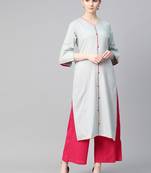 Grey plain cotton ethnic-kurtis