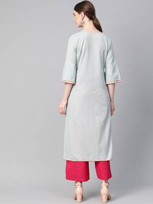 Grey plain cotton ethnic-kurtis 2