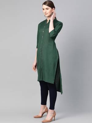 Green plain cotton ethnic-kurtis 3