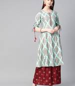 Aqua-blue printed santoon salwar