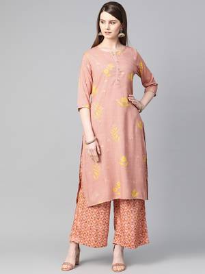 Light-mauve printed viscose rayon salwar 1