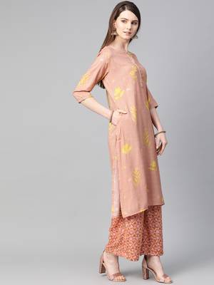 Light-mauve printed viscose rayon salwar 3