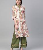 Off-white printed viscose rayon salwar
