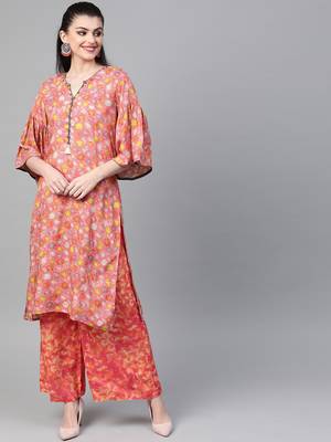 Pink printed viscose rayon salwar 1