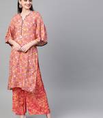 Pink printed viscose rayon salwar