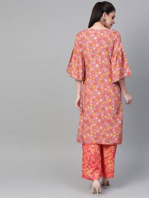 Pink printed viscose rayon salwar 2