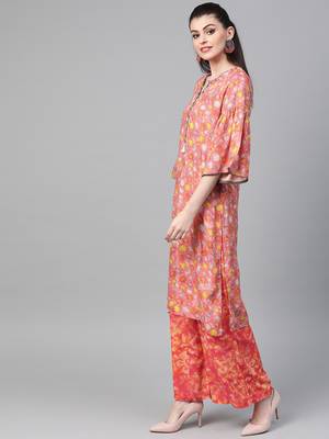 Pink printed viscose rayon salwar 3