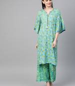 Blue printed viscose rayon salwar