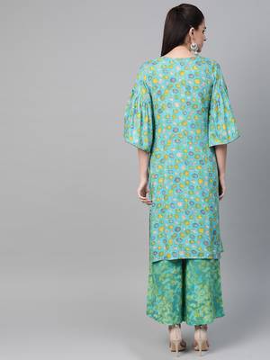 Blue printed viscose rayon salwar 2