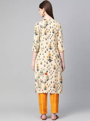Cream printed viscose rayon salwar 2