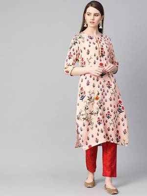 Pink printed viscose rayon salwar 1