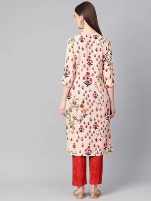 Pink printed viscose rayon salwar 2