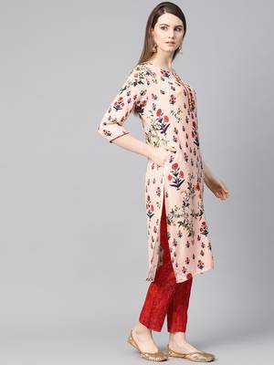 Pink printed viscose rayon salwar 3