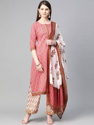 Coral printed cotton salwar 1