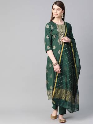 Green printed dupion salwar 1