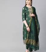 Green printed dupion salwar