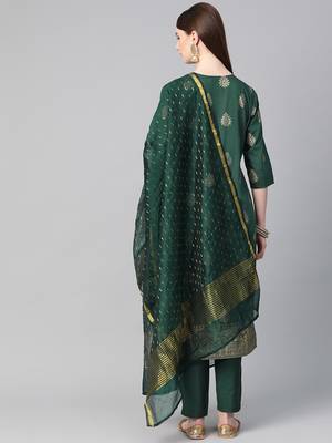 Green printed dupion salwar 2